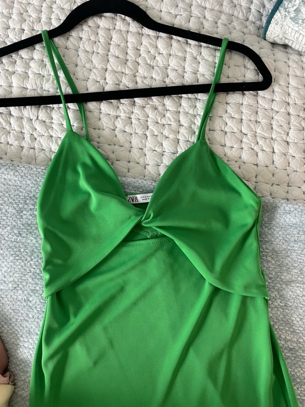 Zara Green Spaghetti-Strap Midi Dress
